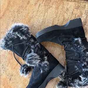 Report Black Faux Fur Winter Boots Size 8